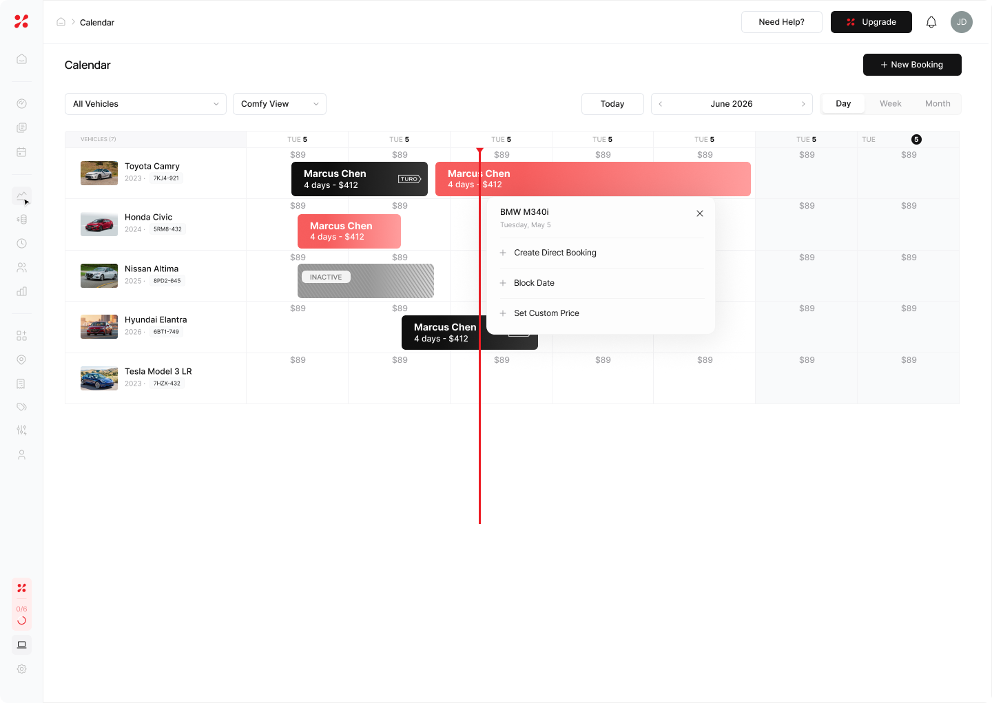 Turo vs direct-booking performance comparison in FleetHQ