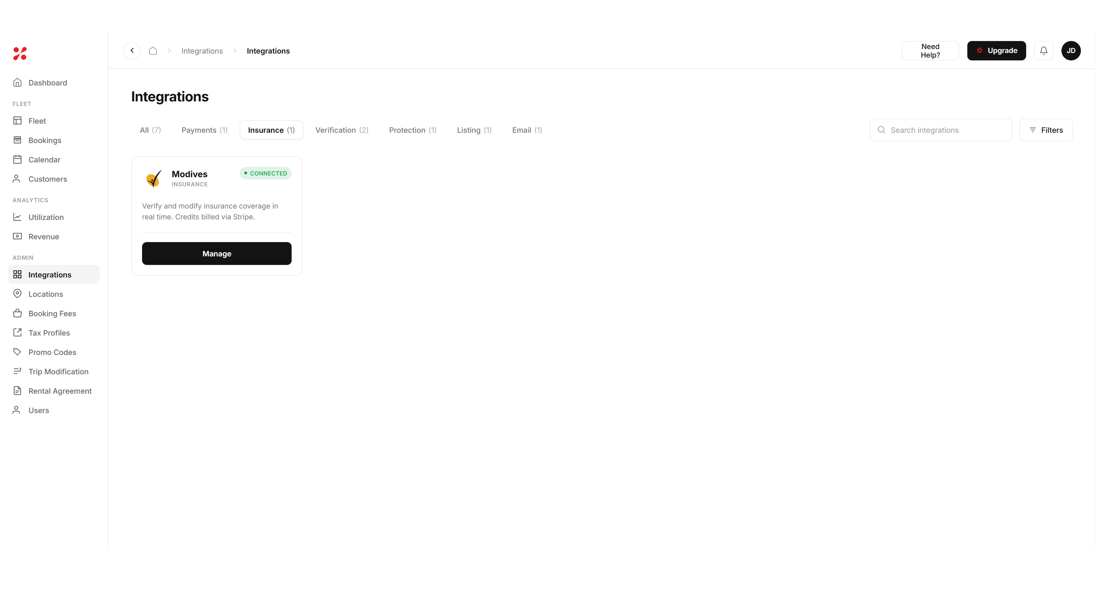 Real-time car rental insurance verification confirming renter coverage at checkout