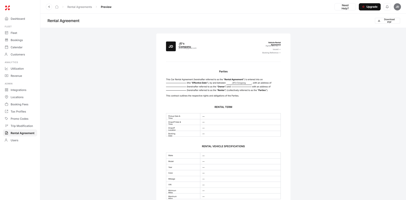 Renter e-signing a rental agreement and paying online in FleetHQ