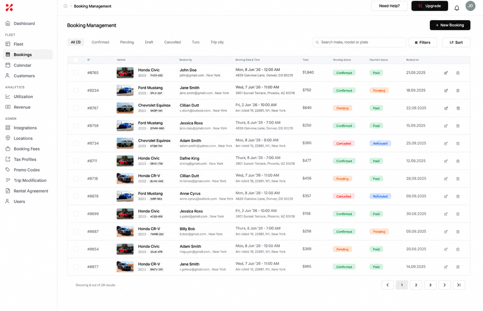 TripCity host managing multiple vehicles and direct bookings in FleetHQ