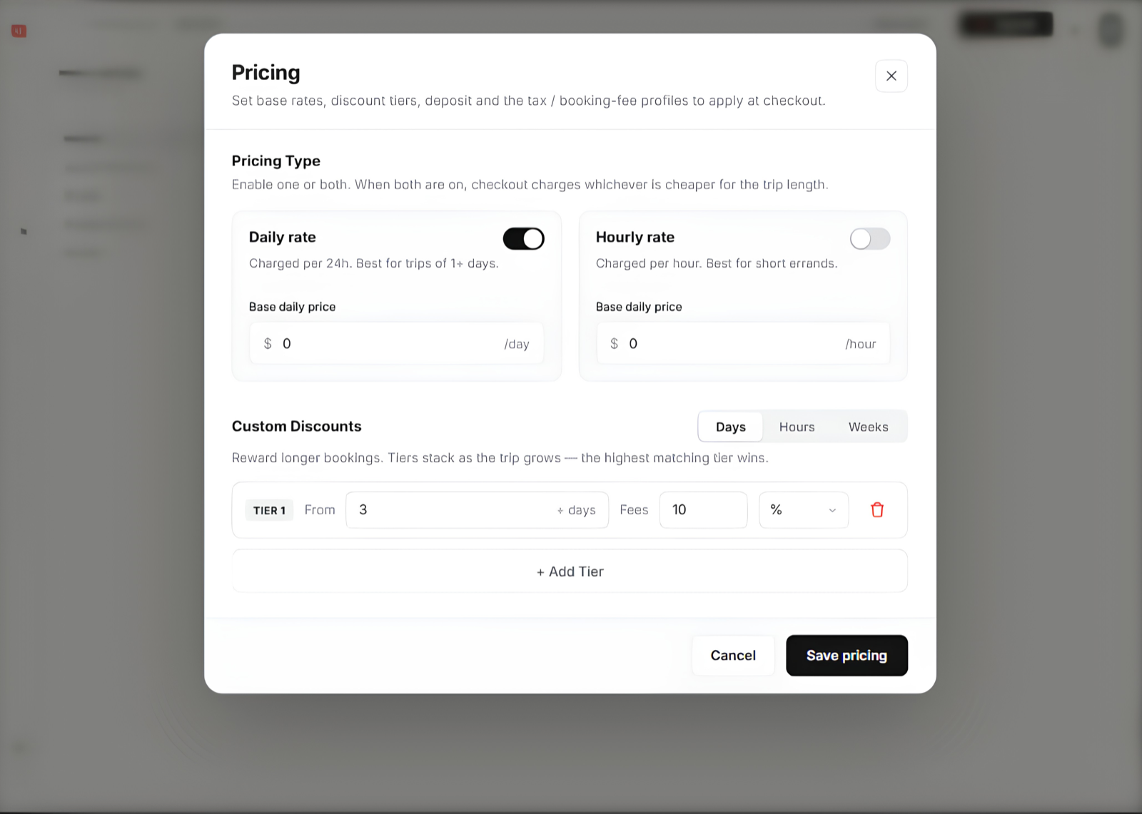 Gig driver booking an hourly car rental in FleetHQ