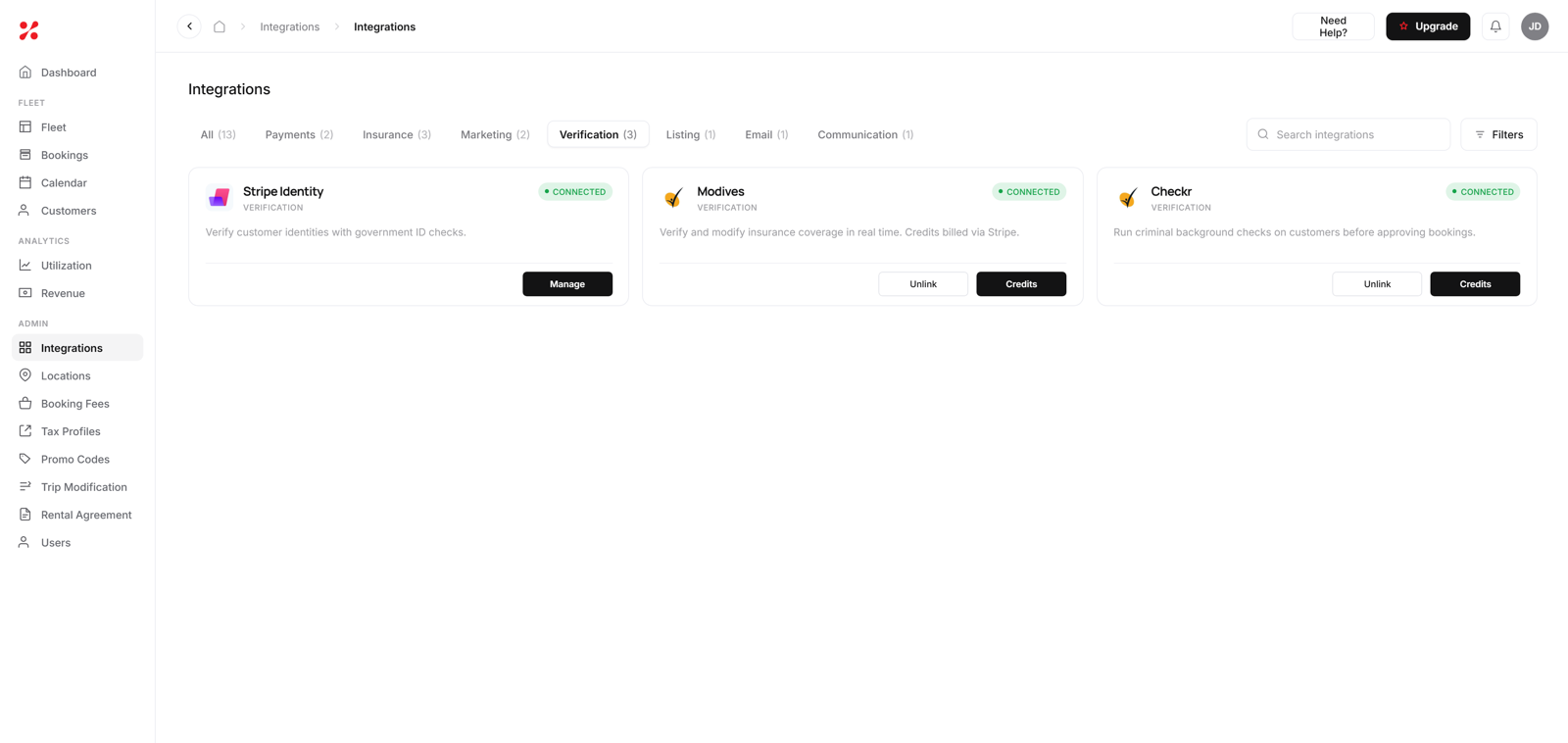 Digital check-in with ID and insurance verification before pickup