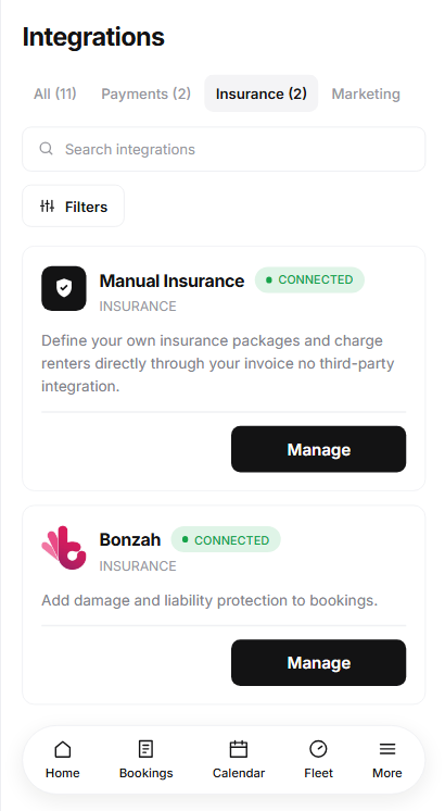 Payment integration for car rental bookings