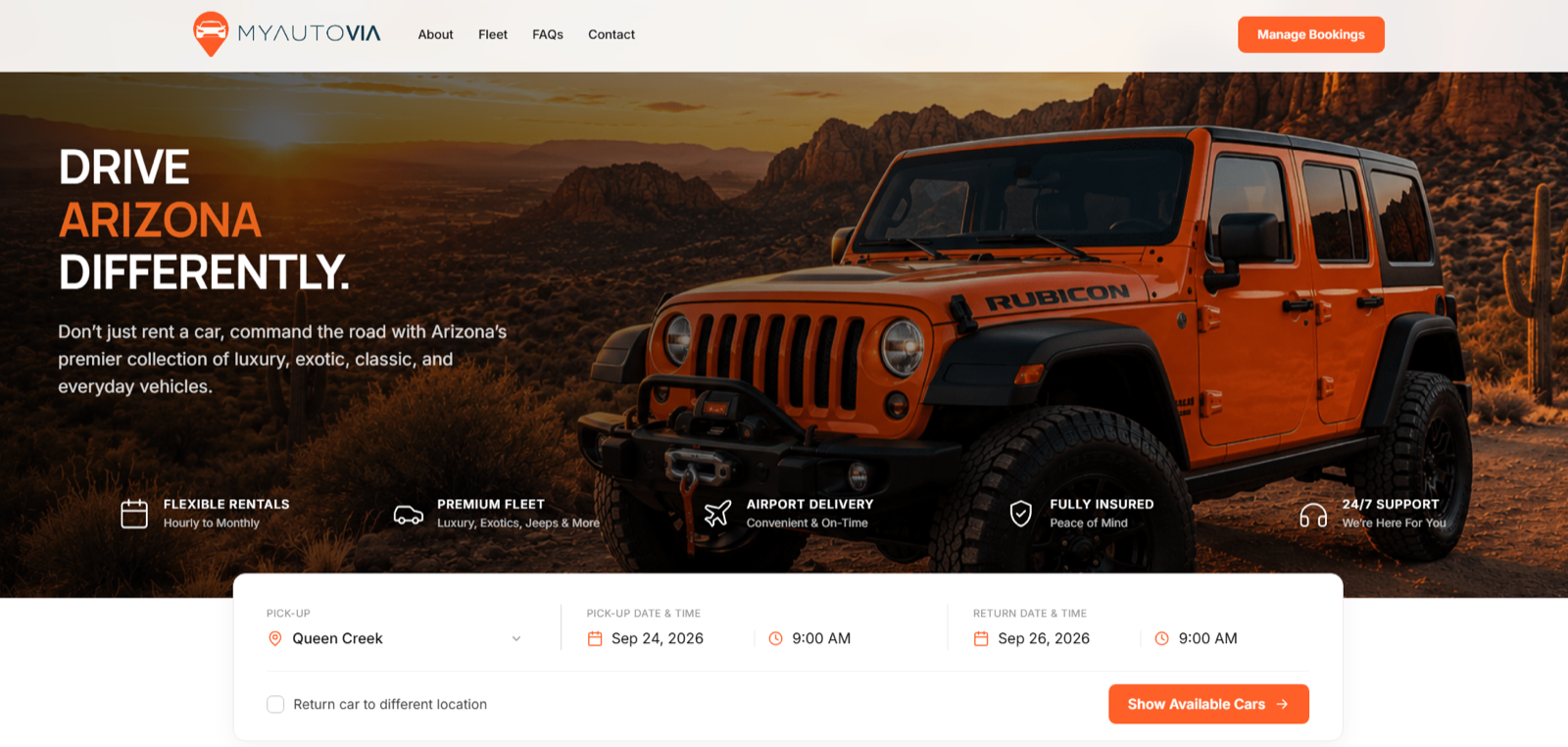 Branded direct booking website for an independent rental business