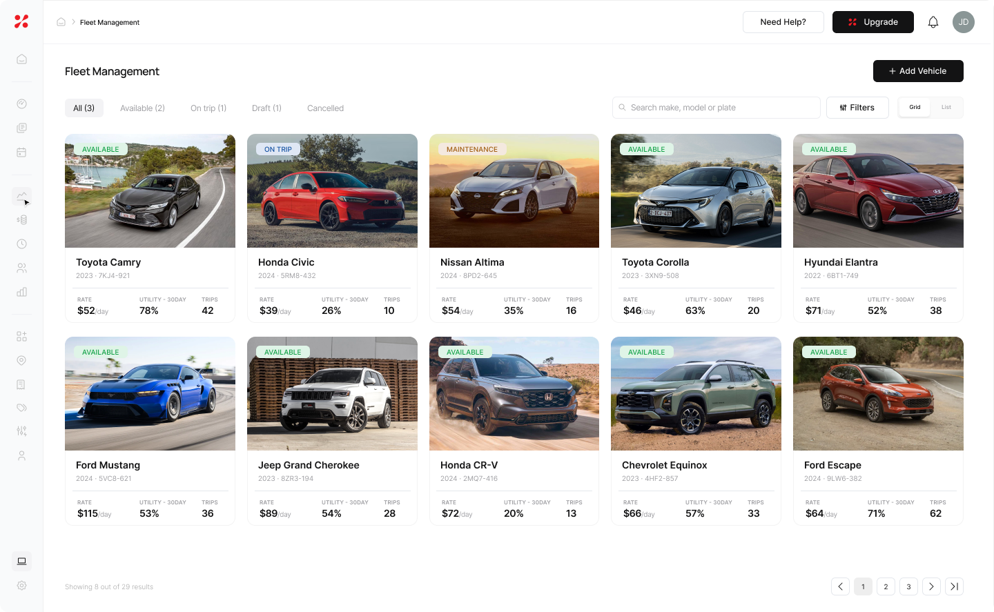 FleetHQ booking dashboard